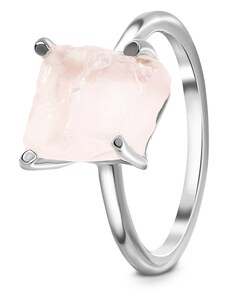 Royal Exklusive Royal Fashion strieborný rhodiovaný prsteň Raw s drahokamom ruženínom Rose GU-DR15849R-SILVER-ROSEQUARTZ