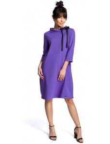 BE B070 Oversized šaty s opaskom na zaväzovanie - fialové
