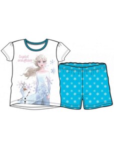 Sun City Letné dievčenské pyžamo s krátkym rukávom Ľadové kráľovstvo / Frozen Elsa a Olaf - biele