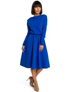 BeWear B087 Priliehavé midi šaty - kráľovská modrá