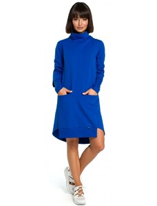 BeWear B089 Asymetrické šaty so zvlneným výstrihom - kráľovská modrá