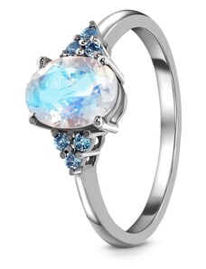 Royal Exklusive Emporial strieborný Mesačný prsteň s drahokamami modrými topazmi GU-DR200966R-SILVER-39.BLUETOPAZ