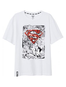 E plus M Pánske tričko s krátkym rukávom Superman - 100% bavlna - biele