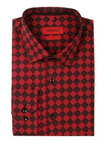 Venergi Červenočierna károvaná pánska košeľa 176/182 cm štandard Klasik 45