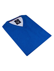 Pánsky bavlnený pulóver modrej farby