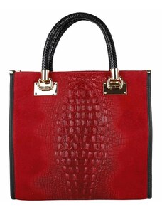 TALIANSKE Talianska pracovná kožená kožená kabelka do ruky červená Parisa borsa in pelle