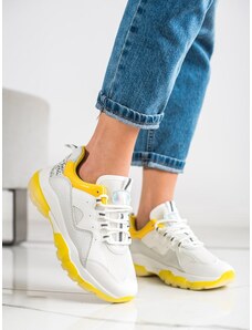 Ideal Shoes Tenisky na žltej platforme