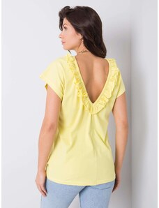 Fashionhunters Yellow blouse with neckline on back