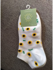 Steven Dámske letné ponožky členkové, biele s motívom slnečníc, veľ. 35-38