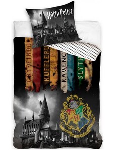 Carbotex Bavlnené posteľné obliečky Harry Potter - motív Noc v Rokforte - 100% bavlna - 70 x 90 cm + 140 x 200 cm