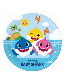 Procos Papierové taniere Baby Shark - 8 ks / 23 cm