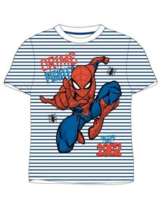 E plus M Chlapčenské bavlnené tričko s krátkym rukávom Spiderman - pruhy - tm. modré
