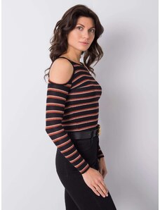 Fashionhunters Black blouse with stripes by Leela RUE PARIS