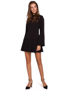 K021 Mini šaty s prestrihnutým lemom - čierne