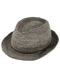 Fiebig - Headwear since 1903 Trilby Raffia - slamený šedý klobúk s koženou stuhou