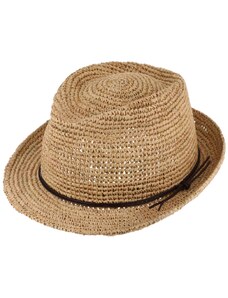 Fiebig - Headwear since 1903 Trilby Raffia - slamený béžový klobúk s koženou stuhou