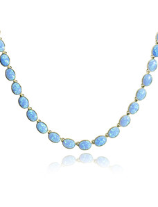GOLDIE Zlatý náhrdelník s modrými opálmi LNL284.TR