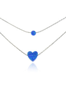 GOLDIE Strieborný náhrdelník s modrým opálom srdiečko LNLS028.KM