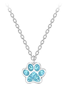 Klenoty Amber Strieborný náhrdelník labka modrá