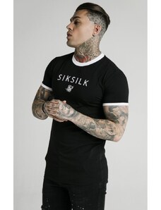 Pánske tričko SikSilk S/S Straight Hem Gym Tee - Black