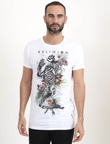 Pánske tričko Religion Tropic Skeleton Tee - White