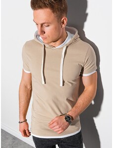 Buďchlap Trendové béžové tričko s kapucňou S1376