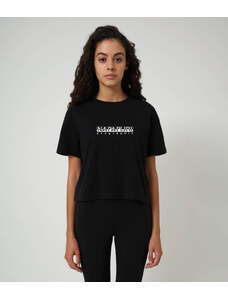 Napapijri dámské černé krátké tričko s nápisem S-BOX