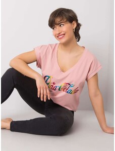 Fashionhunters Dusty pink Hollis printed T-shirt