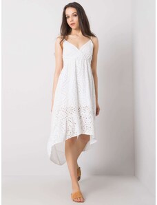 Basic Letné dierkované biele asymetrické šaty na ramienka