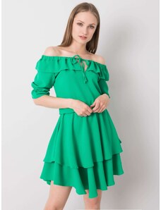 Basic Elegantné zelené šaty s volánmi