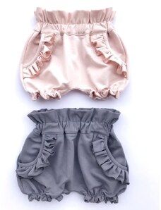 ZuMa Style Dievčenské nohavice letné s volánikmi okolo vreciek - 98, Sivá