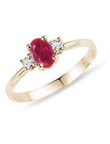 Zásnubný prsteň s rubínom a diamantmi KLENOTA K0231053