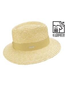 Letný slamený dámsky klobúk Seeberger - Fedora - UV faktor 80