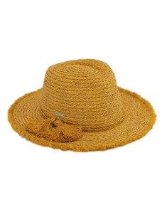 Dámsky fedora letný slamený žltý klobúk so strapcami - Seeberger