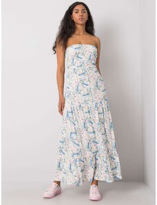 Basic Bielo-modré dlhé letné šaty s kvetinovým vzorom