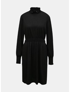 Black Dress with Stand-Up Collar Pieces - Women