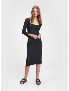 GAP Šaty modern squareneck dress Čierna
