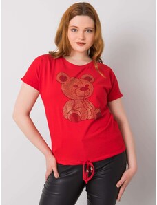 Fashionhunters Red blouse plus sizes with drawstrings