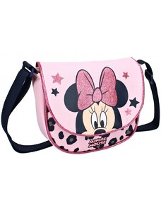 Vadobag Dievčenská kabelka cez rameno Minnie Mouse - Disney s trblietavou mašľou