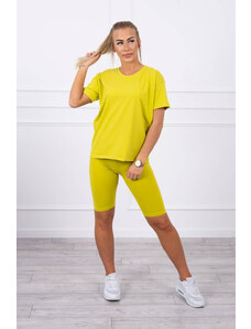 MladaModa Súprava top + krátke legíny model 9099 farba kiwi