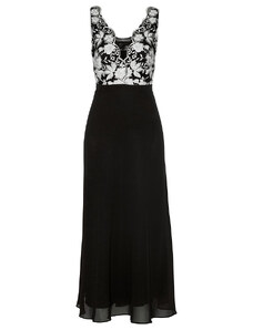 bonprix Šifónové šaty s flitrovanou výšivkou, farba čierna