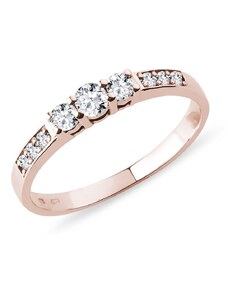 Prsteň s diamantom triáda z ružového zlata KLENOTA K0084014