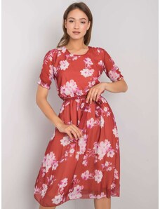 BASIC Červené dámske kvetinové šaty LK-SK-507659.02P-red