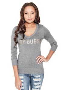 Outlet - G by GUESS pulóver Brea Logo Sweater sivý, 1376900-S
