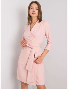 LAKERTA Dámske svetlo-ružové zavinovacie županové šaty s mašľou