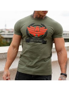 Pánske fitness tričko Iron Aesthetics Triumph, Vojenská zelená