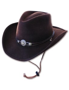 Stars and Stripes Westernový hnedý klobúk s koženým remienkom a šnúrkou IDAHO