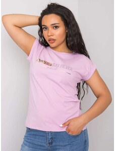 Fashionhunters Light purple T-shirt plus sizes with patches