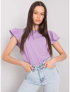 Basic Svetlo-fialové jednofarebné tričko s krátkym rukávom a volánmi