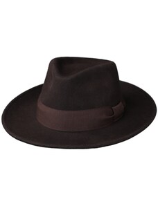 Fiebig - Headwear since 1903 Cestovný klobúk vlnený od Fiebig so širšou krempou - hnedý s hnedou stuhou